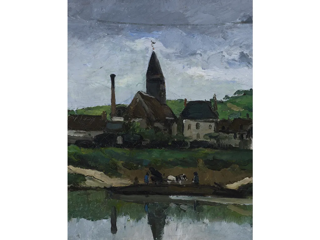 photographe à Lyon pour reproduction d'oeuvre d'art peinture à l'huile sur toile détail Paul Cézanne_Vue de Bonnières_1866_Musée Faure_Aix-les-Bains