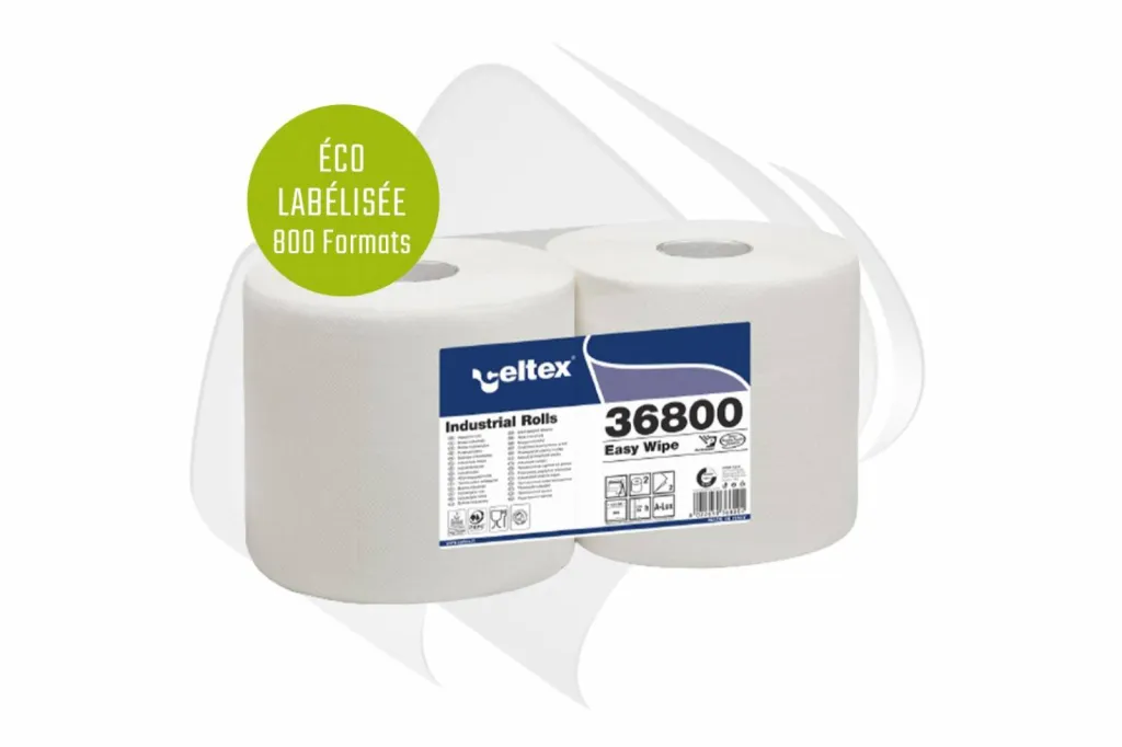 Bobine d'essuyage industrielle et alimentaire blanche 800 feuilles