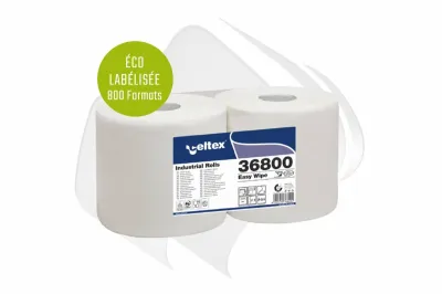 Bobine d'essuyage industrielle et alimentaire blanche 800 feuilles