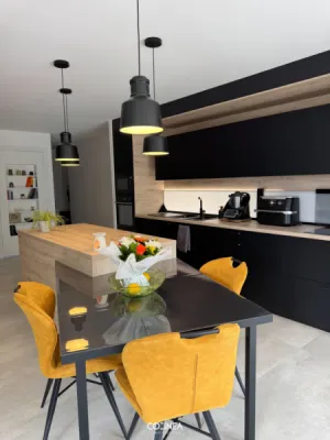 Conception et installation cuisine ARMONY noire avec sanitaire FRANKE à Saint-Clar-de-rivière