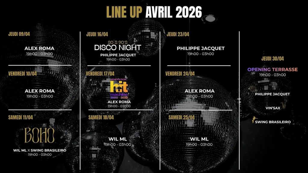 LINE UP AVRIL 2026