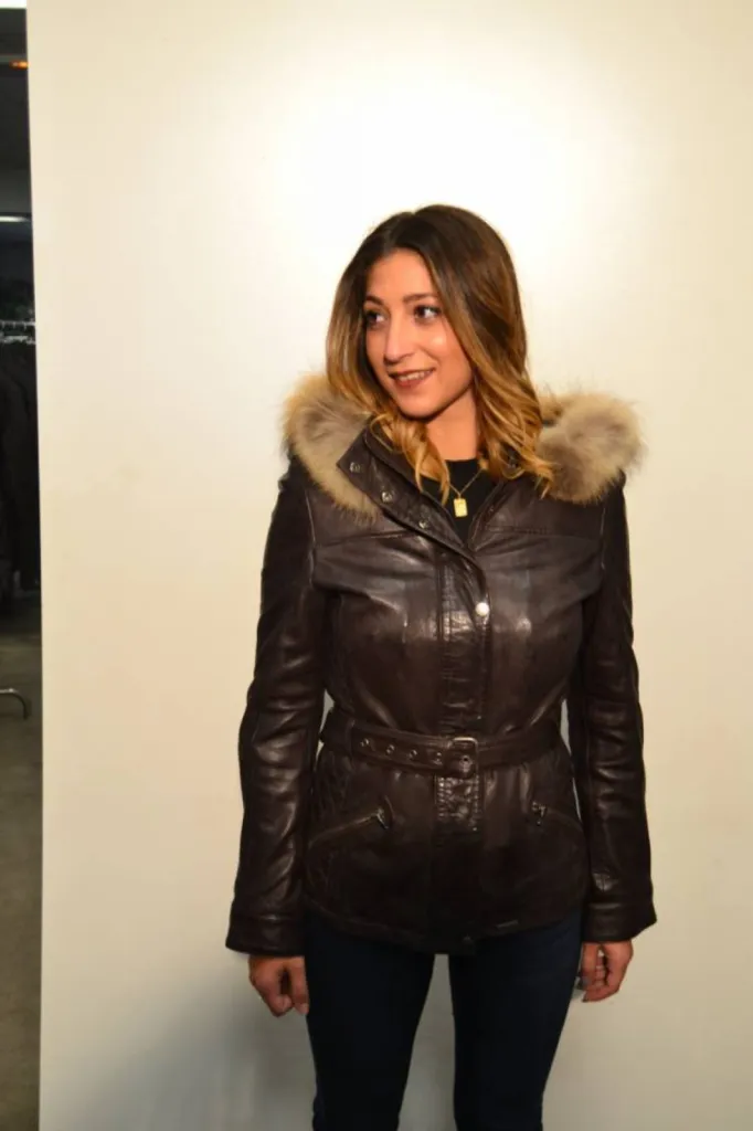 vestes cuir marron GUEST femme