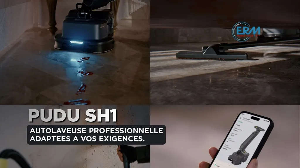 PUDU SH1 Autolaveuse Professionnelle Intelligente pour Nettoyage Automatique des Sols Industriels et Espaces Commerciaux