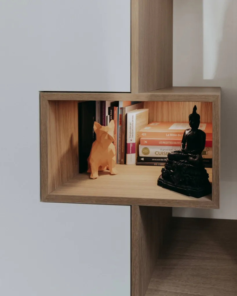 Fabrication niche bois bibliothèque à Lyon