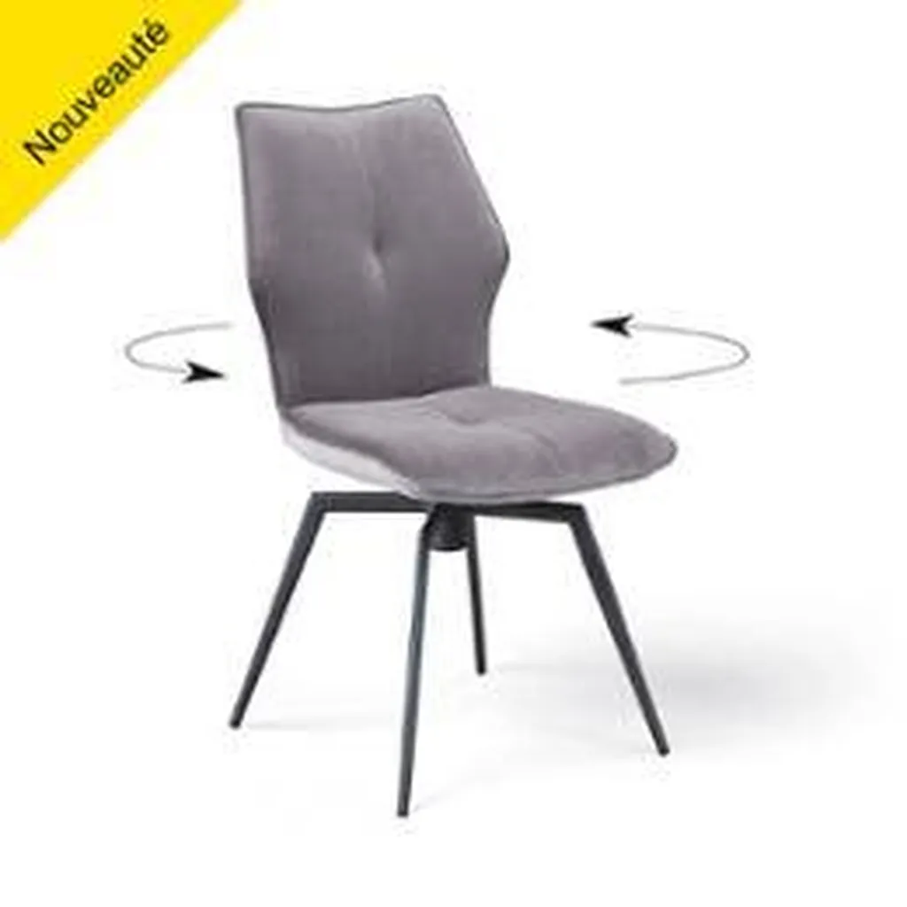 CHAISE PALOMA TISSU VELOURS GRIS SOURIS