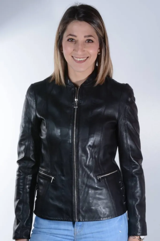 blouson cuir noir femme