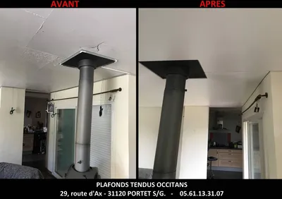 Intégration d'un poêle dans un plafond tendu BARRISOL