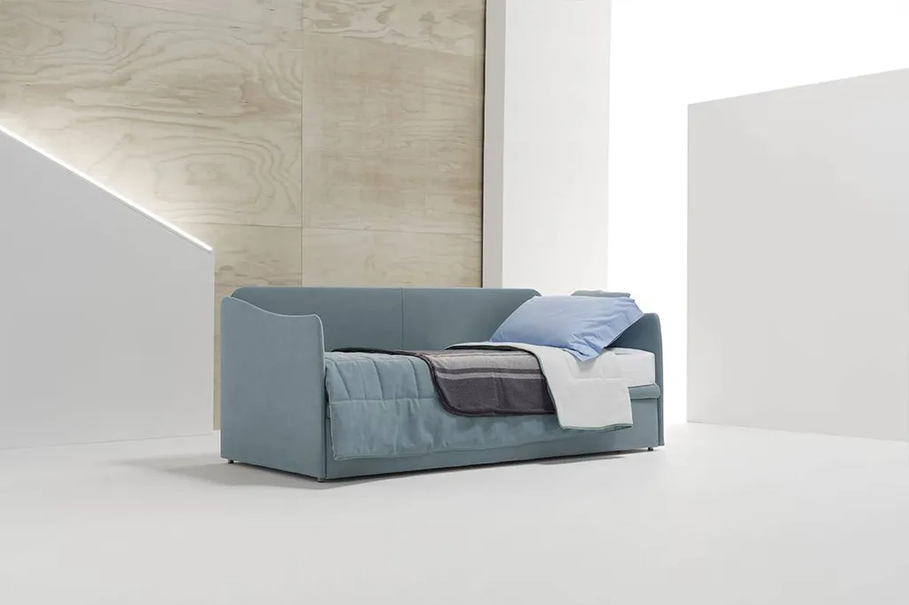 Canapé-lit gigogne pratique bleu deux lits simples 83400 Hyères les palmiers centre ville vers Toulon