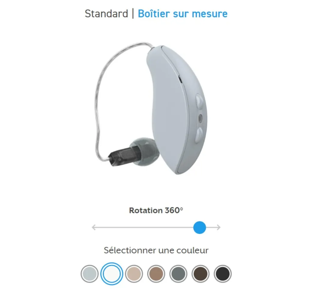 RIC RT Omega AI (rechargeable avec bobine T): Appareil auditif rechargeable Starkey avec IA anti acouphènes, disponible proche de Lyon