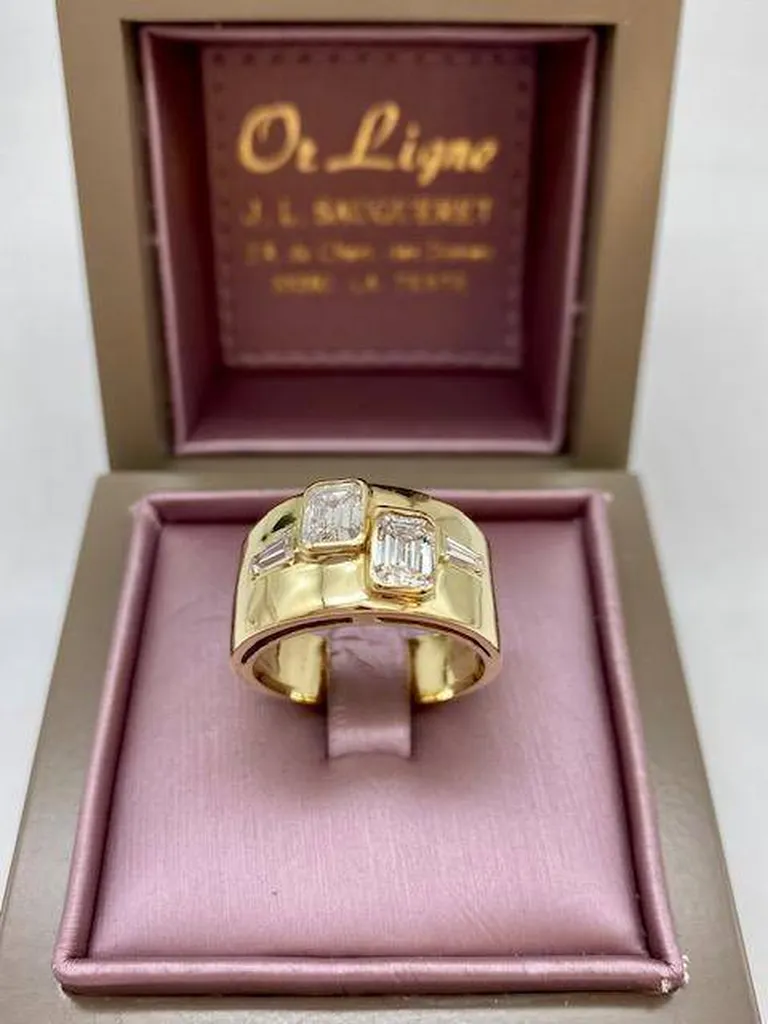 Bague or 750/1000ème et diamants taille émeraude occasion Or Ligne La Teste Bassin d'Arcachon