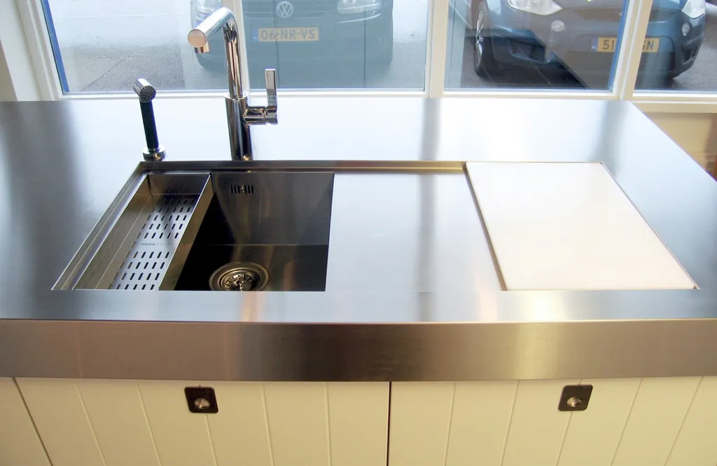 Égouttoir avec accessoires intégré dans plan de travail inox Grenoble