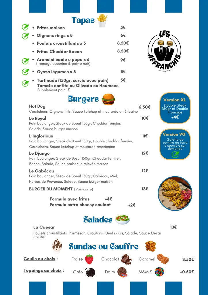 Menu exclusif Les Affranchis pour Square Games à Blagnac.
