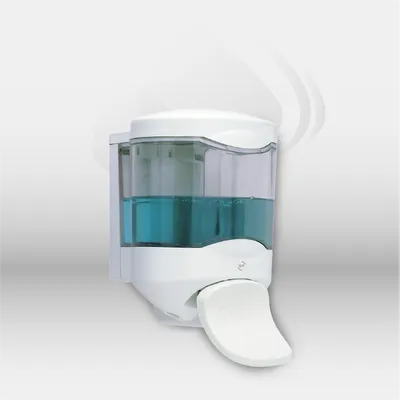 Distributeur savon et gel hydroalcoolique JVD Crystal 450 ml avec palette installé dans des sanitaires professionnels d’entreprise à Mont-de-Marsan, Landes (40), Nouvelle-Aquitaine et disponible partout en France