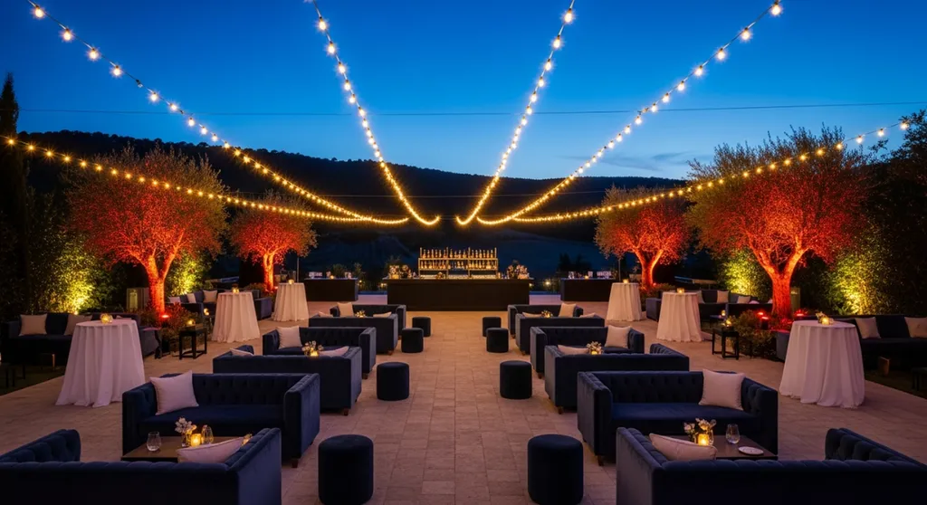 Scénographie de soirée de gala et afterwork d'entreprise avec mise en lumière et ambiance sur mesure à Marseille et Aix-en-Provence