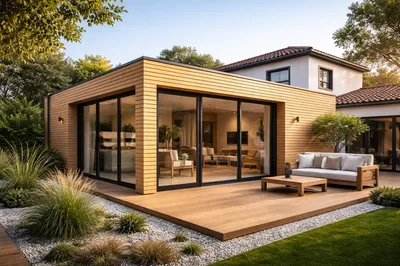  extensions ossature bois avec bardage clair voie  Agde Montpellier