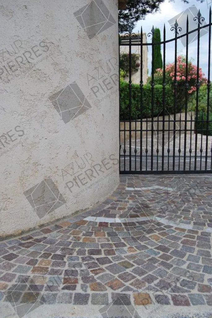 pavé porphyre acces villa nice