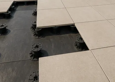 Pose de dalles EcoLithe® sur plots réglables