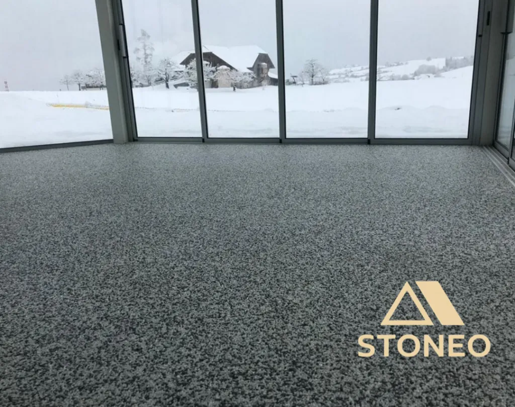 Moquette de pierre marbre résine revêtement de sol hôtelerie montagne solution pro savoie 73 Haute-Savoie 74