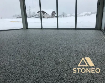 Moquette de pierre marbre résine revêtement de sol hôtelerie montagne solution pro savoie 73 Haute-Savoie 74