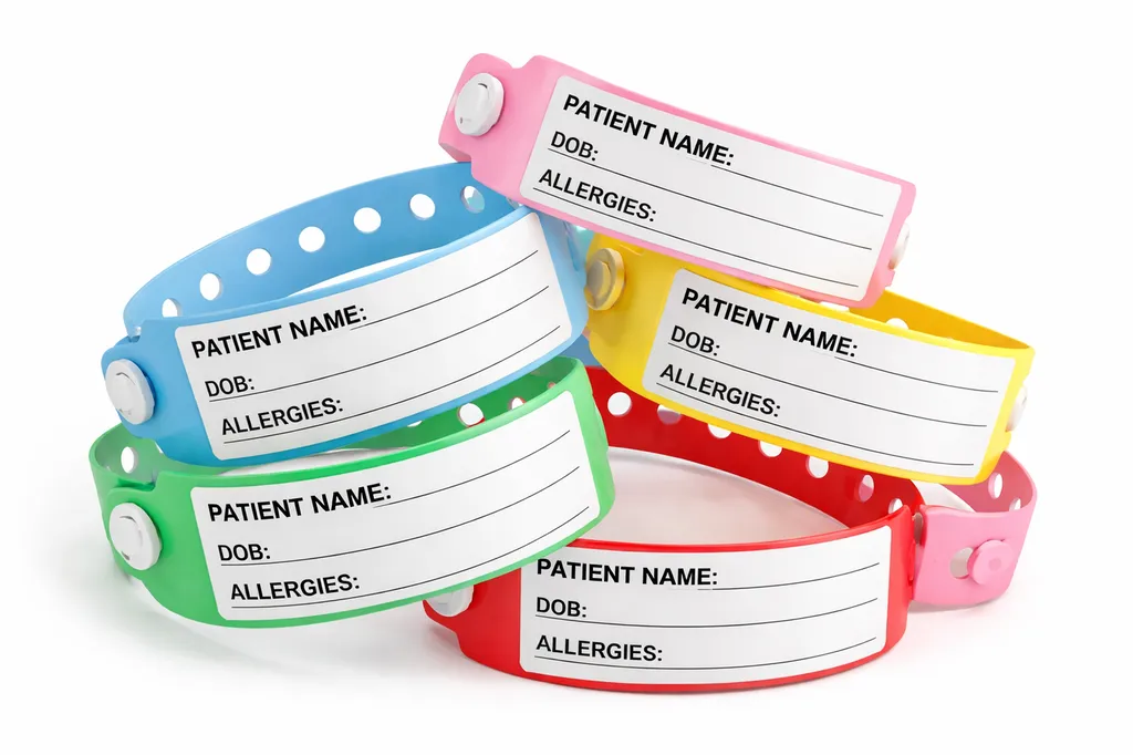 Bracelet d’identification patient avec code couleur en milieu hospitalier à Clermont-Ferrand