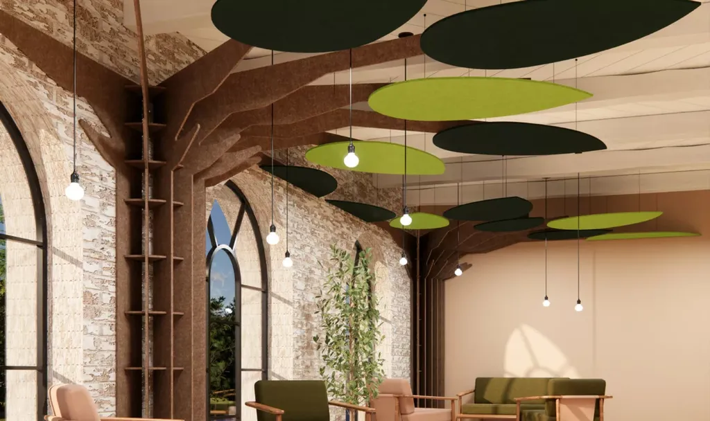 Arbre acoustique suspendu FONTAINEBLEAU design pour grands espaces et bureaux à Toulon et dans toute la région PACA