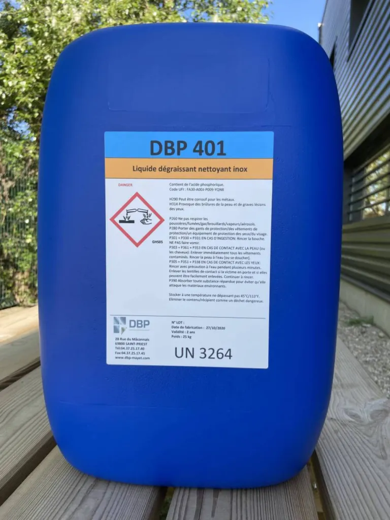 DBP 401 - DBP 401 N - DBP 401 P - Produit de nettoyage et de dégraissage pour les aciers en carbone