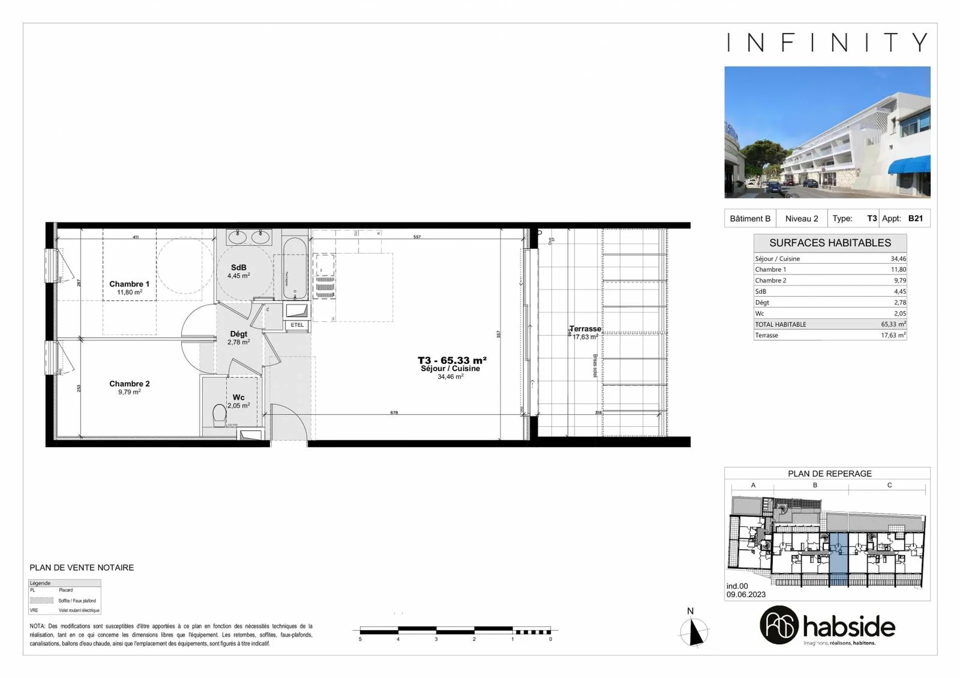 Vente appartement T3 La Ciotat  2 éme étage avec terrasse - B21