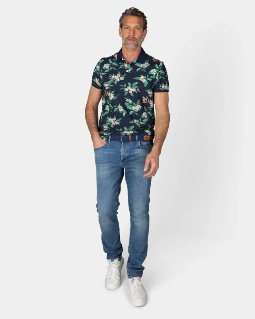 Acheter Polo Bleu Foncé Floral NZA : Élégance naturelle chez Urban Chic à Dieppe