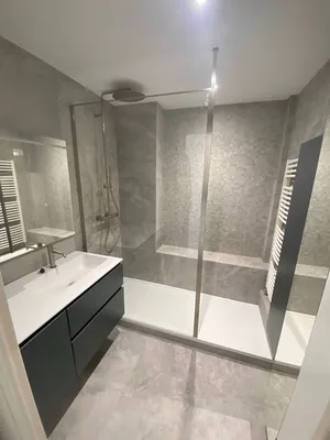 paroi de douche fixe avec bras plafond
