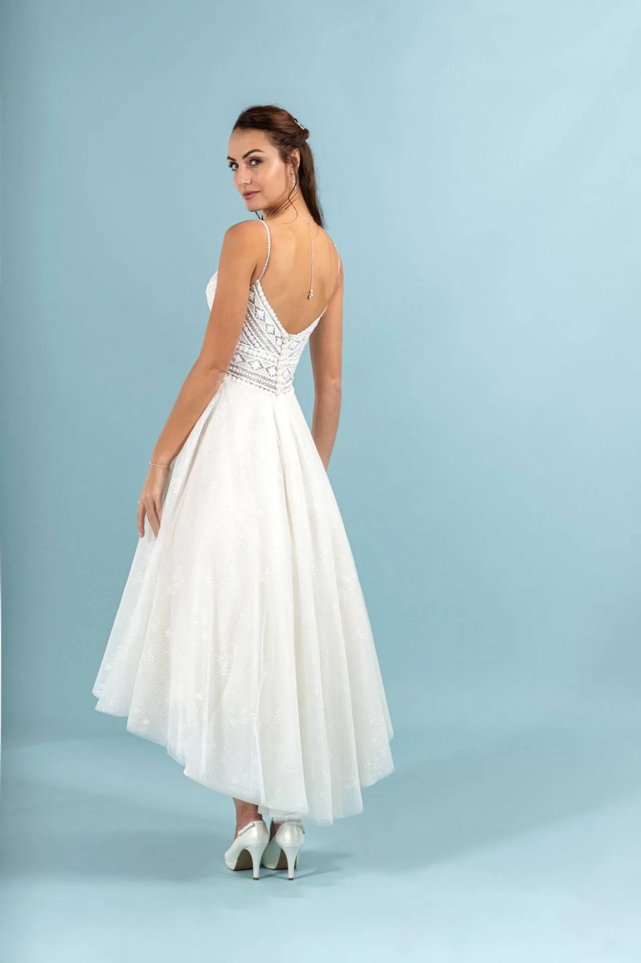Robe de Mariée courte longue style années 30