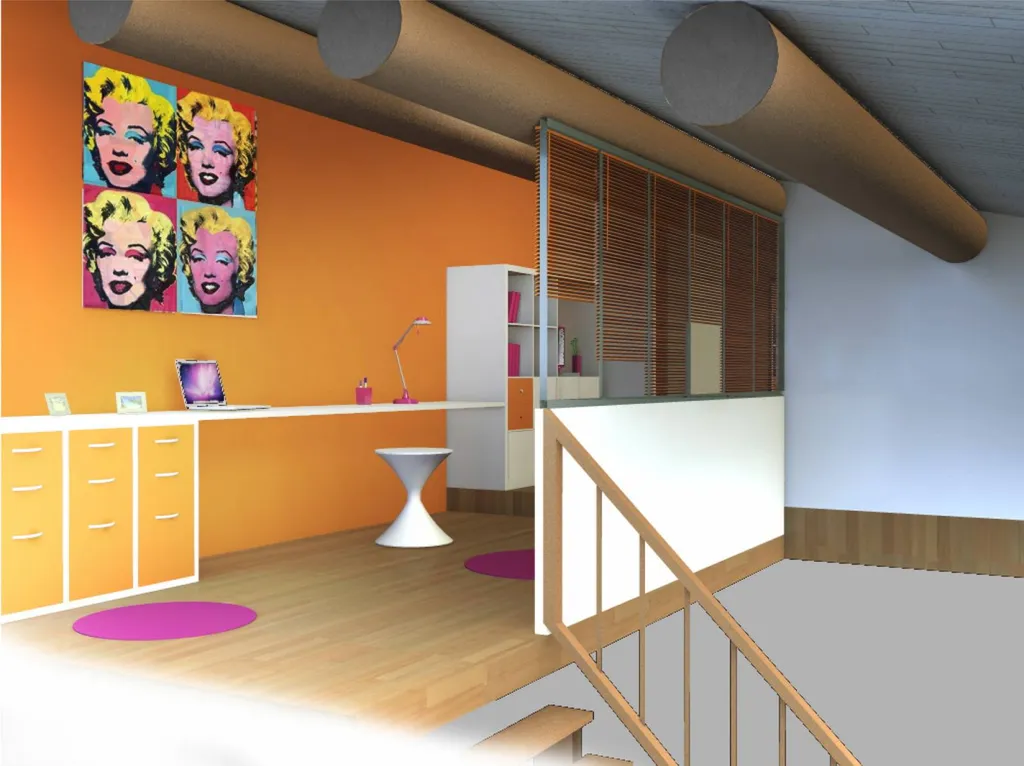 Perpective chambre fille - Réaménagement intérieur d'une villa individuelle à Eyguières