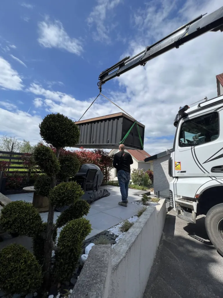Pose de piscine container pour une maison à Souffelweyersheim dans le Bas-Rhin CLK