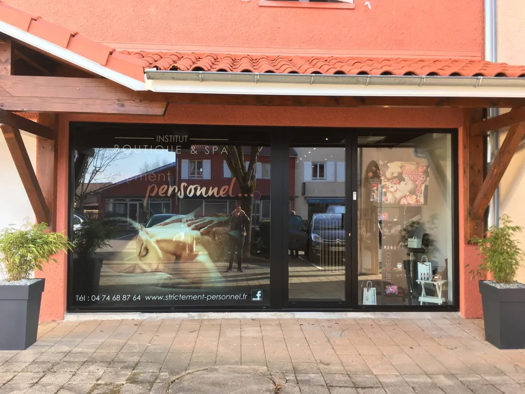 vitrine en alu avec vitrage foncé solaire posé à arnas