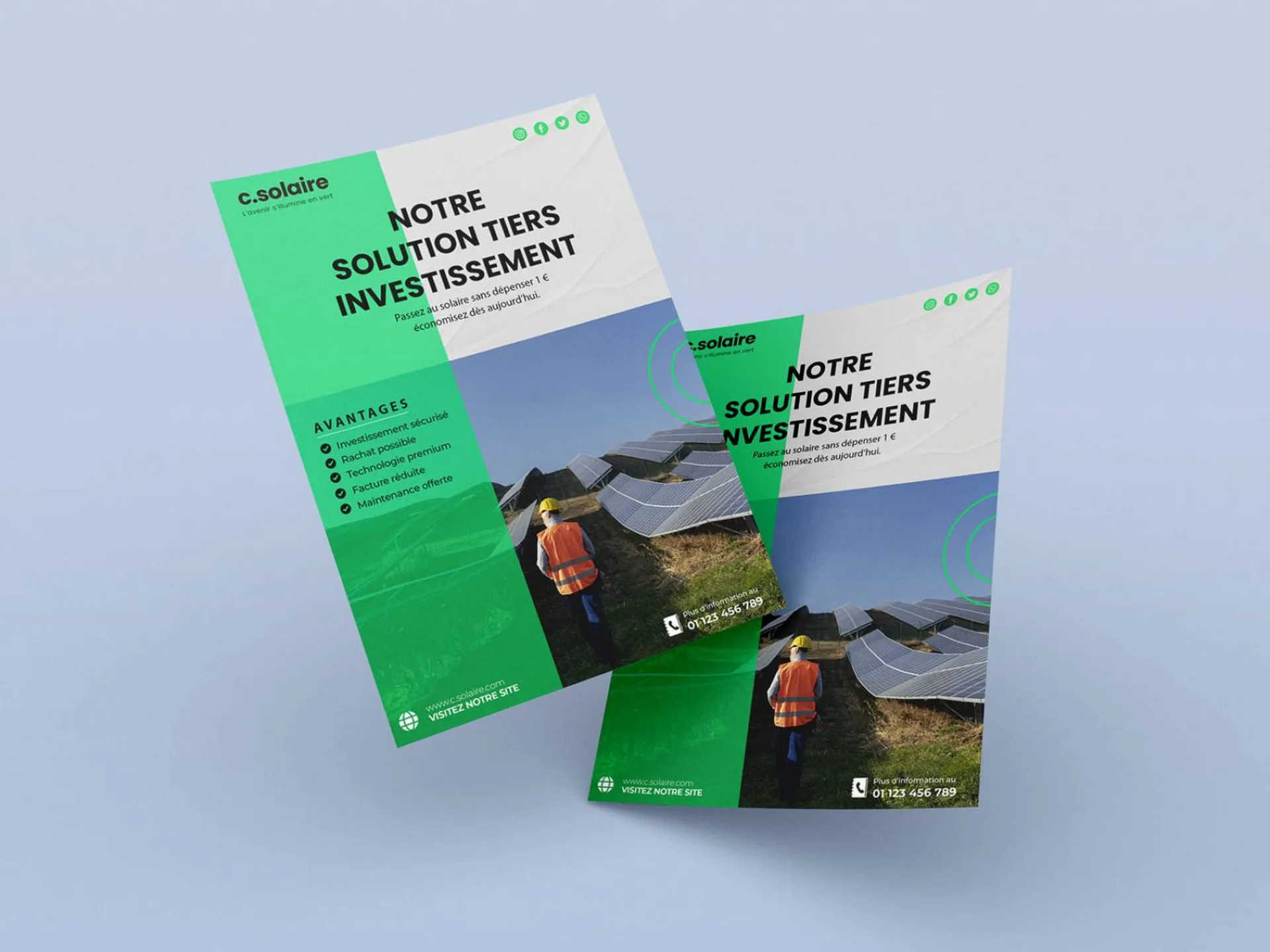 flyer pour société ENR spécilaisée dans le photovoltaique dans la var toulon