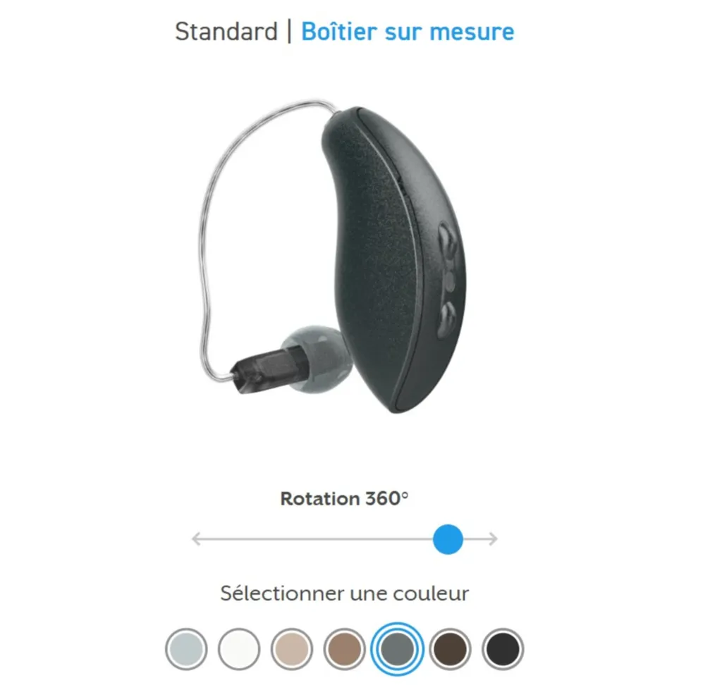 RIC RT Omega AI (rechargeable avec bobine T): Appareil auditif rechargeable Starkey avec IA anti acouphènes, disponible proche de Lyon