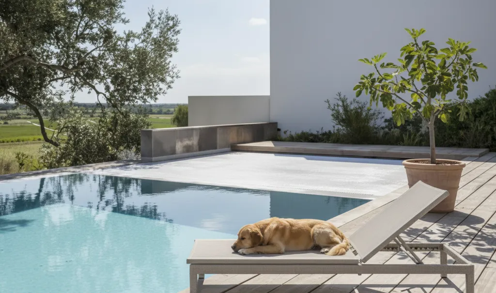 Piscine sur mesure sécurisée avec volet roulant à Pessac en Gironde et Areva piscines