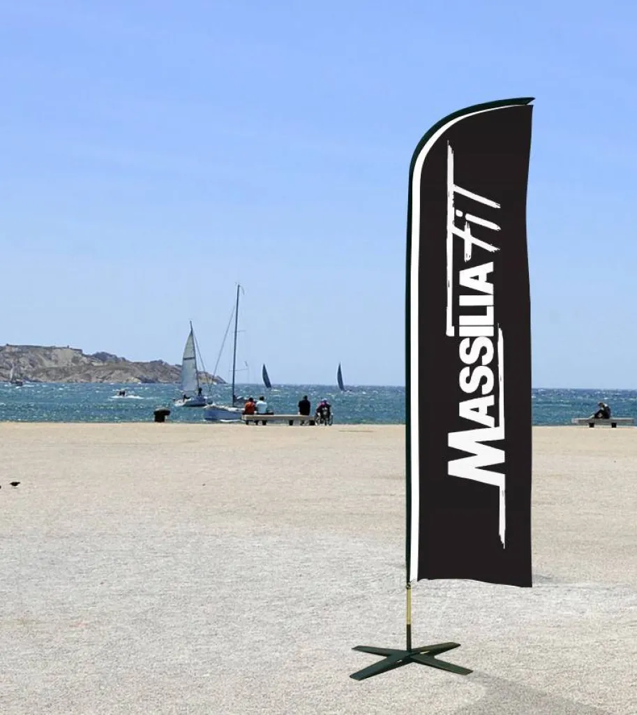 Oriflamme – beachflag publicitaires sur mesure à Aubagne proche de La Ciotat