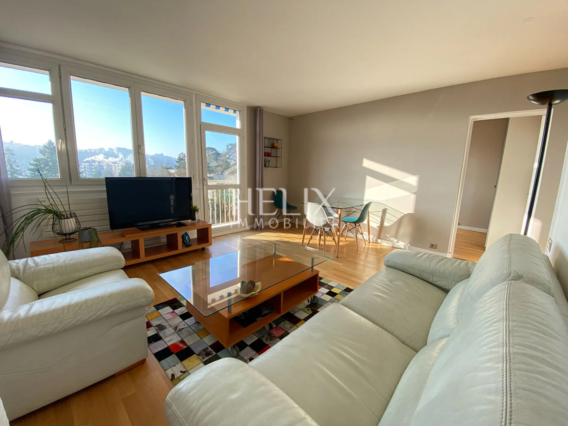 Le Pecq Rive gauche, appartement meublé en étage élevé avec ascenseur et balcon 