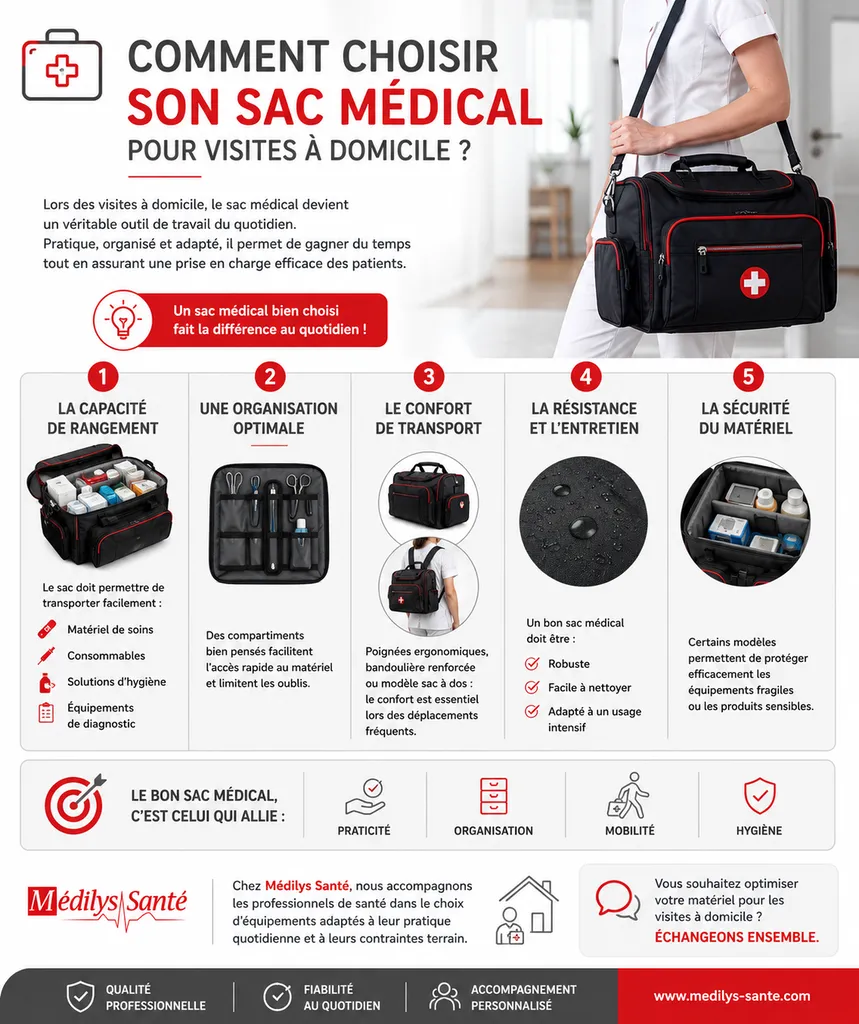 Sac médical professionnel utilisé lors d’une visite à domicile à Lille
