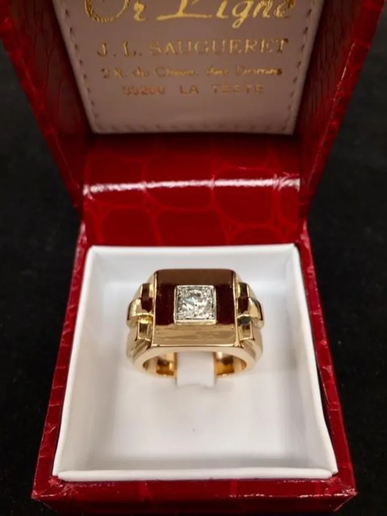 Chevalière or 750/1000ème massive et diamant occasion Or Ligne La teste