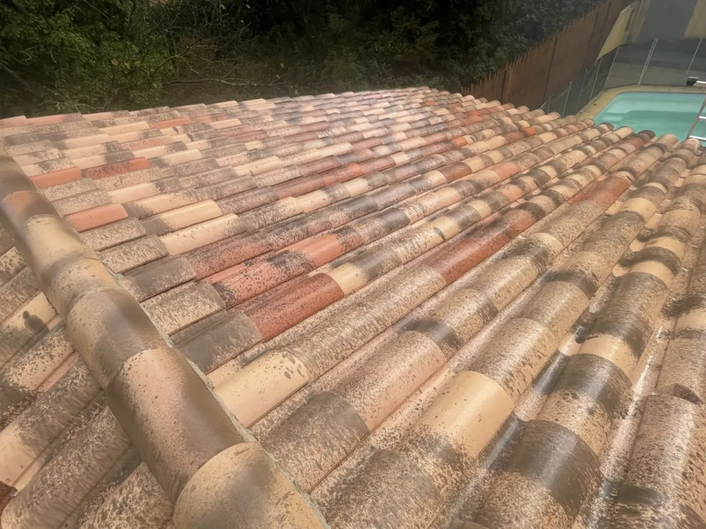 Nettoyage et traitement des tuiles mécaniques d’une Maison près de Martigues.