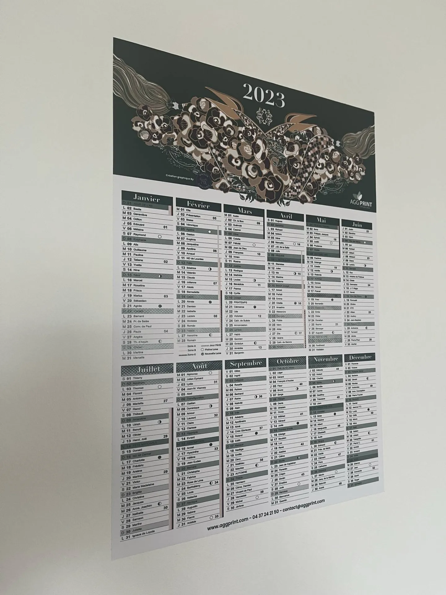 Calendrier 2023 AGG PRINT adhésif repositionnable