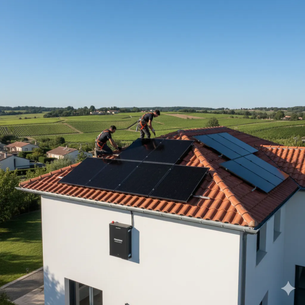 Panneau photovoltaïque pour maison villa sur toit à Langon : calcul du dimensionnement et devis gratuit avec batterie Marstek inclus