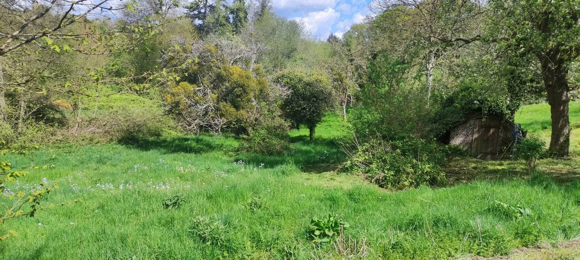 À vendre, proche de DEAUVILLE (14800) et de PONT-L'ÉVEQUE (14130), authentique chaumière normande avec son moulin à eau nichée dans un parc de plus de 9 000 m².