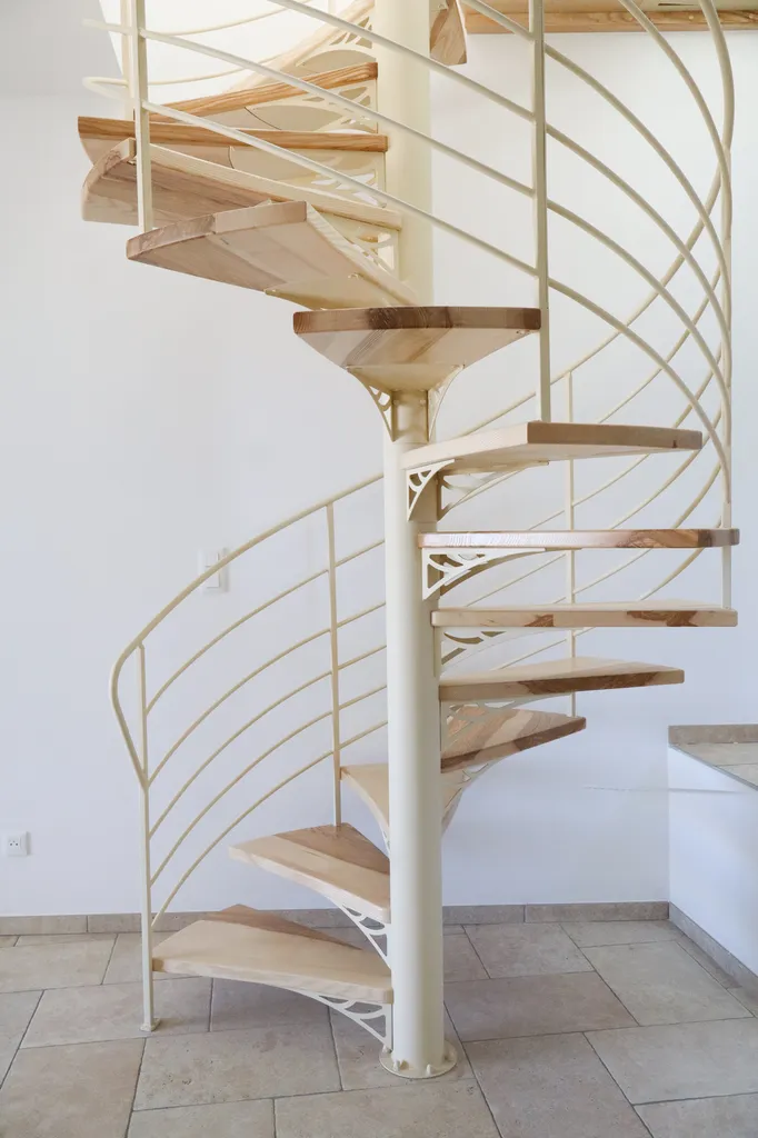 Escalier hélicoïdal sur mesure bois et métal aux lignes courbes réalisé à Saint-Jean-le-Centenier