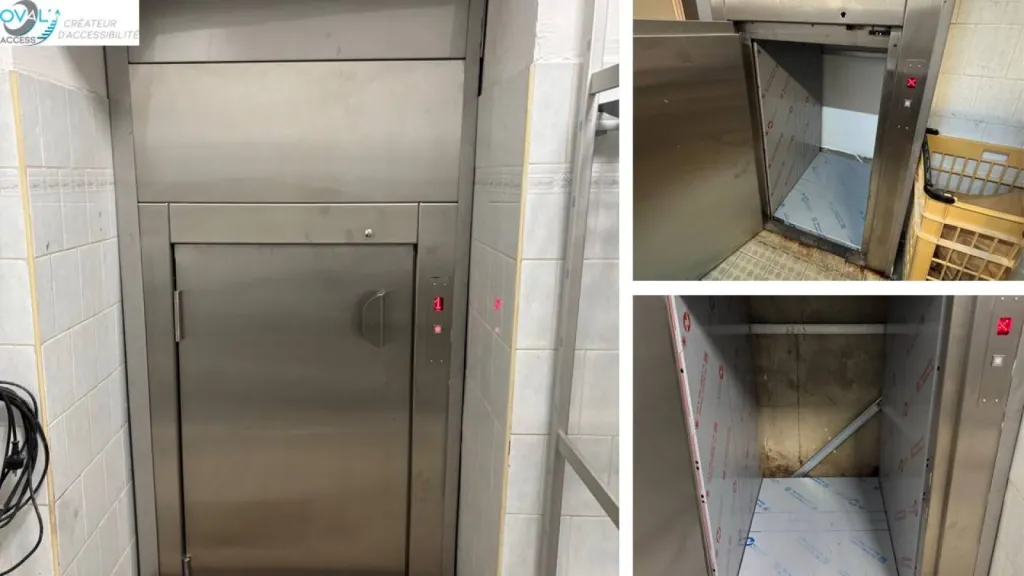 Pratique, joli, conforme ce monte-charges 300 kgs SKG dans ce centre de loisirs près de Marseille