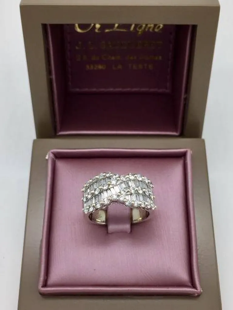 Bague or blanc 750/1000ème et diamants occasion Or Ligne La Teste Bassin d'Arcachon