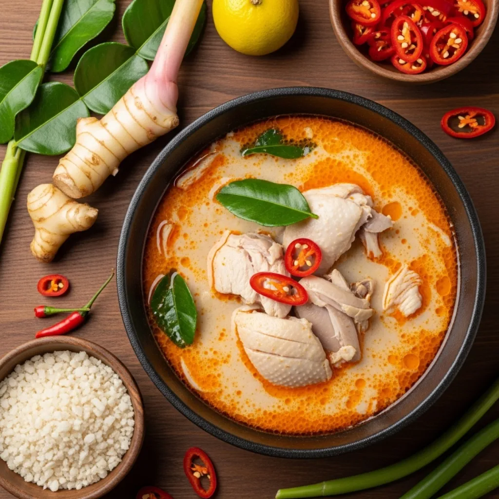 Soupe thaï au lait de coco et poulet (Tom Kha Gai)