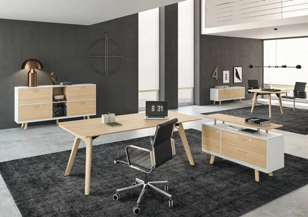 Bureau de direction plateau bois avec meuble de rangement en retour à Alès 