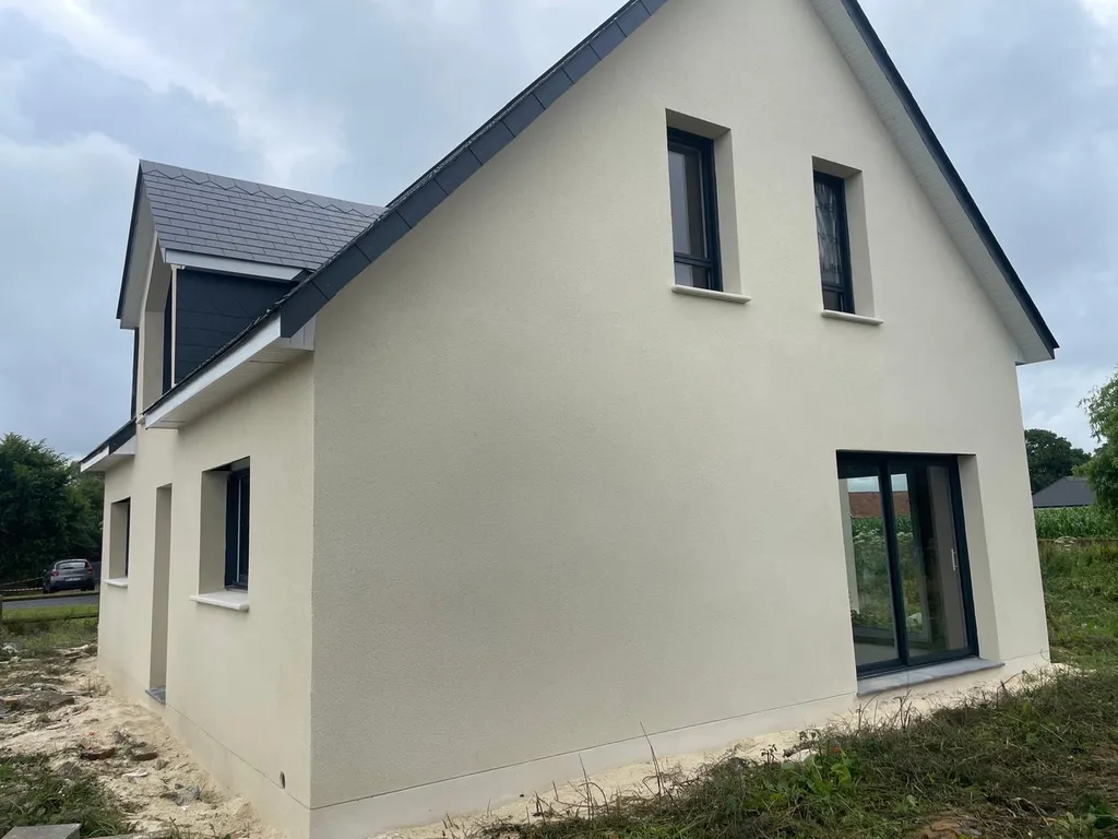 Enduit projeté sur maison neuf à Goderville